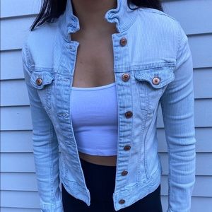 Light blue thin striped denim jacket
